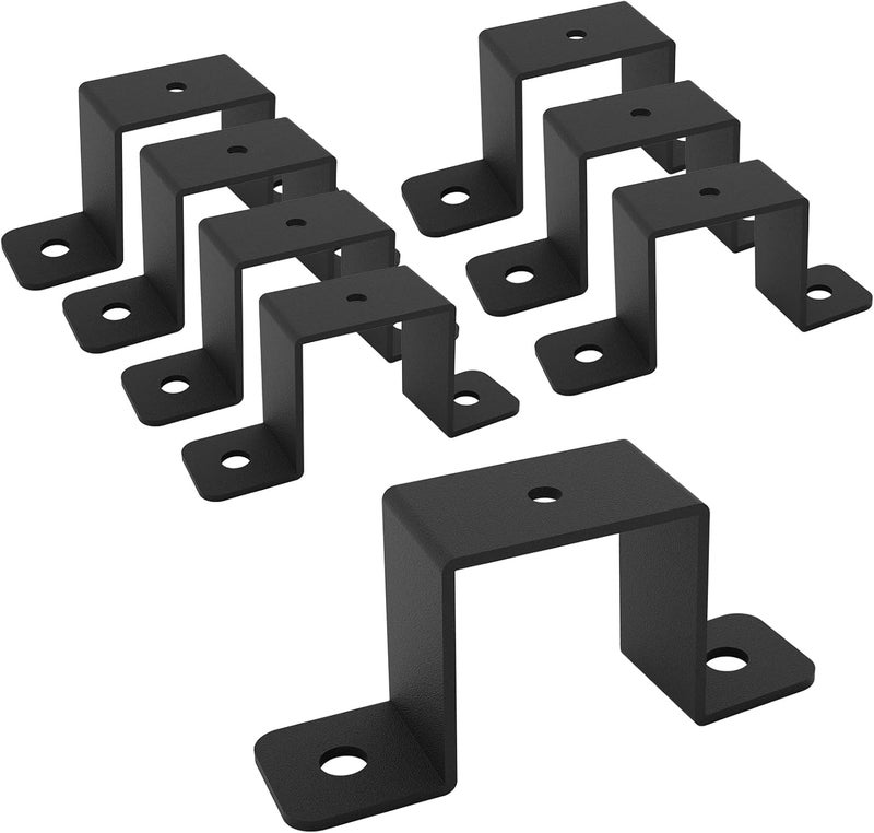 Wpbhk 8Pcs Square Tube Strap Clamp for 1-1/2" x 1-1/2" Square Pipe, Strap Post Ties, Metal U Clamp Bracket Square Pipe Clamp, Powder Coated Black Square Tube Buckle - Image 1
